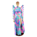 Spiked Mega Sharp Shoulder Romper and Breakaway Skirt Faux Gown Set - Coquetry Clothing