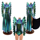 Spiked Mega Sharp Shoulder Romper and Breakaway Skirt Faux Gown Set - Coquetry Clothing