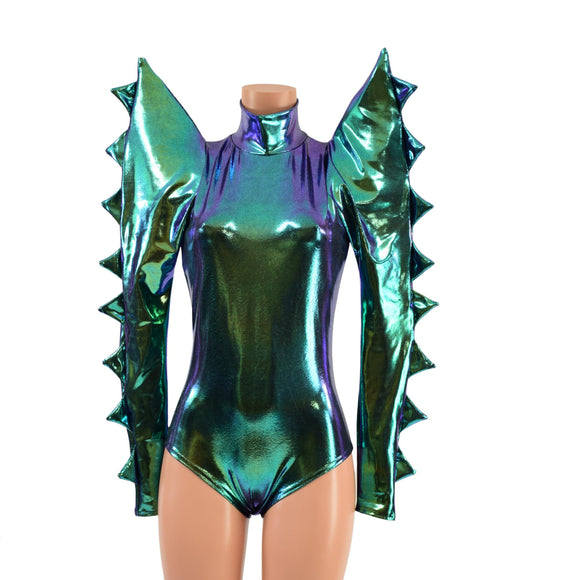 Spiked Mega Sharp Shoulder Romper and Breakaway Skirt Faux Gown Set - Coquetry Clothing