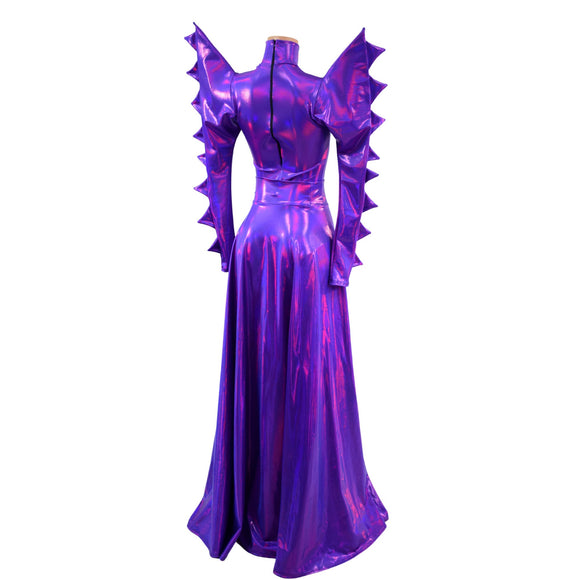 Spiked Mega Sharp Shoulder Romper and Breakaway Skirt Faux Gown Set - Coquetry Clothing