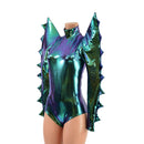 Spiked Mega Sharp Shoulder Romper and Breakaway Skirt Faux Gown Set - Coquetry Clothing