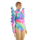 Spiked Mega Sharp Shoulder Romper and Breakaway Skirt Faux Gown Set - Coquetry Clothing