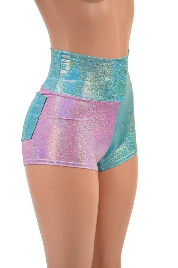 Split Color High Waist Shorts with BACK pockets - Coquetry Clothing