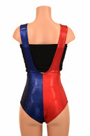 Split Red & Blue Suspender Romper - Coquetry Clothing