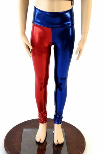 Girls Red & Blue Harlequin Leggings - 5