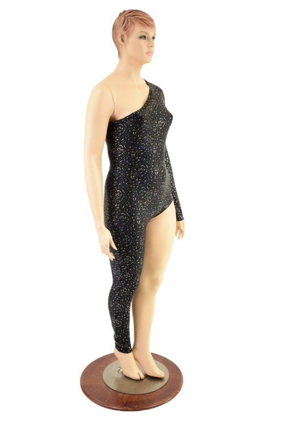 Star Noir Asymmetrical One Leg One Sleeve Catsuit - Coquetry Clothing