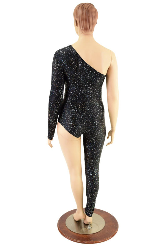 Star Noir Asymmetrical One Leg One Sleeve Catsuit - Coquetry Clothing