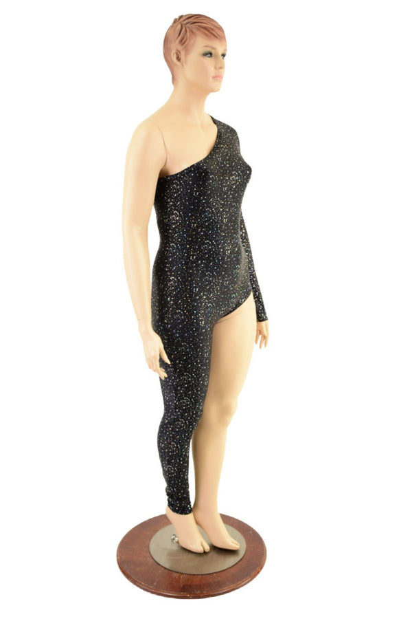 Star Noir Asymmetrical One Leg One Sleeve Catsuit - 4