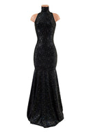 Star Noir Backless Trumpet Gown - Coquetry Clothing