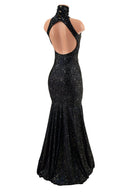 Star Noir Backless Trumpet Gown - Coquetry Clothing