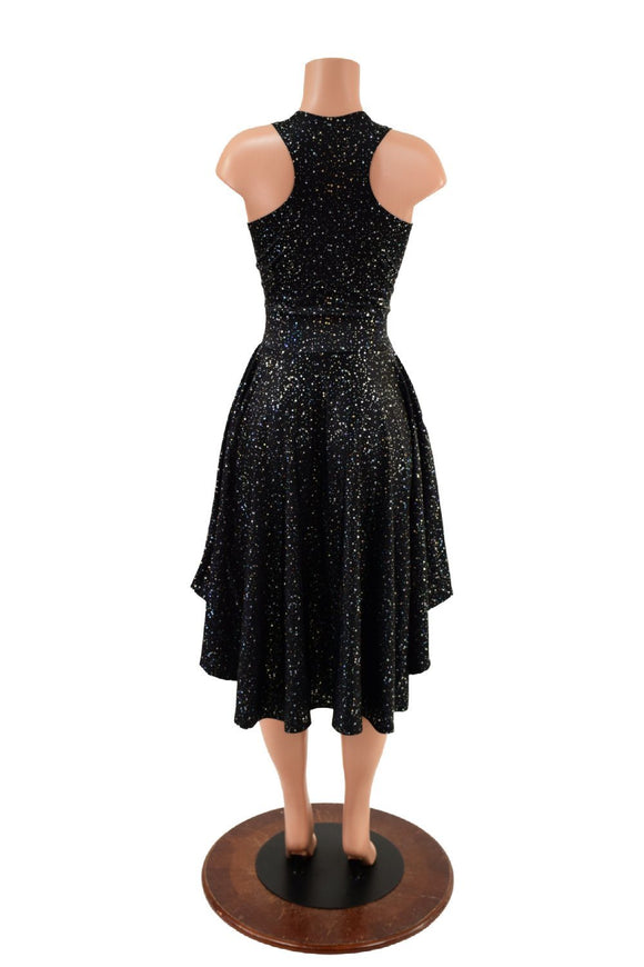 Star Noir Hi Lo Skater Dress with Crew Neckline and Racer Back - Coquetry Clothing