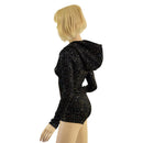 Star Noir Hooded Romper with Silver Front Zipper, Long Sleeves & Boy Cut Leg - Coquetry Clothing