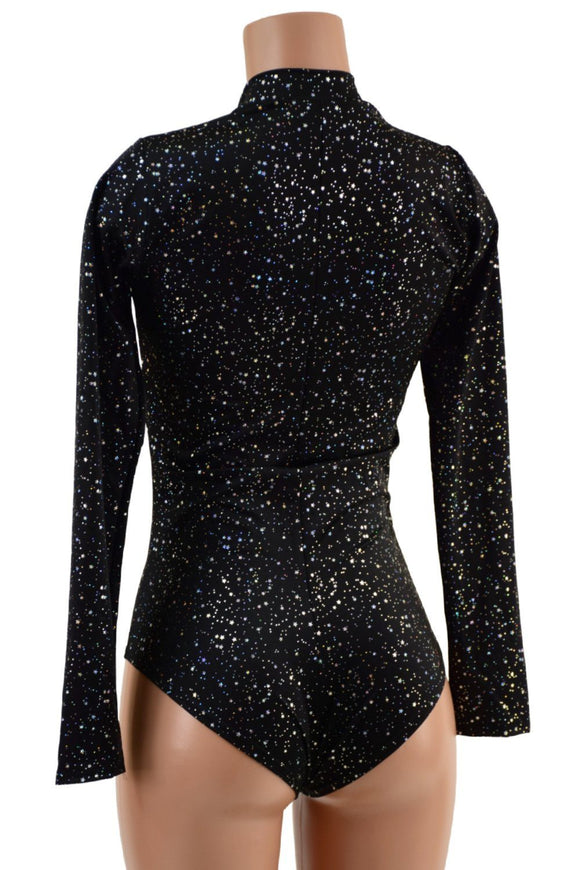 Star Noir Stella Romper with Long Sleeves & Siren Cut Leg - Coquetry Clothing