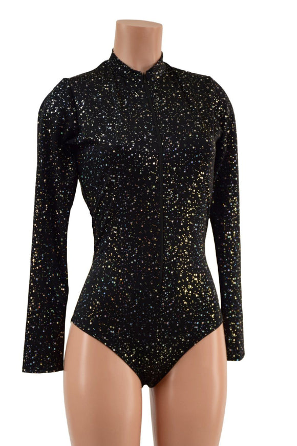Star Noir Stella Romper with Long Sleeves & Siren Cut Leg - Coquetry Clothing