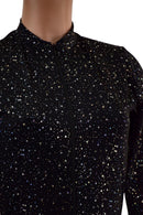 Star Noir Stella Romper with Long Sleeves & Siren Cut Leg - Coquetry Clothing