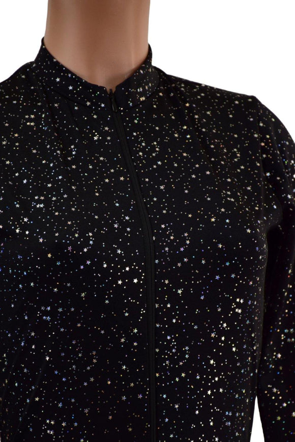 Star Noir Stella Romper with Long Sleeves & Siren Cut Leg - Coquetry Clothing