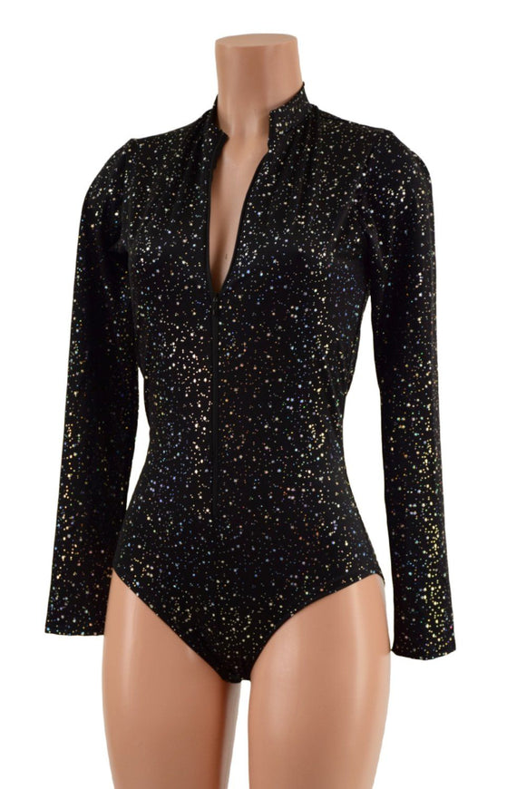 Star Noir Stella Romper with Long Sleeves & Siren Cut Leg - Coquetry Clothing
