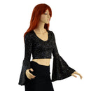 Star Noir Trumpet Sleeve Crop Top - Coquetry Clothing