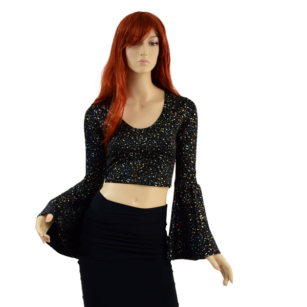 Star Noir Trumpet Sleeve Crop Top - 1