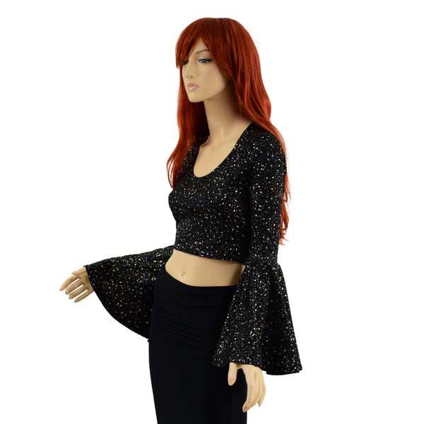 Star Noir Trumpet Sleeve Crop Top - 2