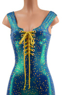 Stardust Catsuit with Bell Bottoms and Laceup Neckline - Coquetry Clothing