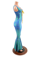 Stardust Catsuit with Bell Bottoms and Laceup Neckline - Coquetry Clothing