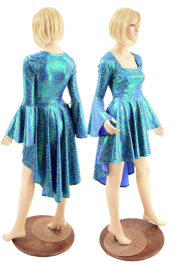 Stardust Holographic Hi Lo Skater Dress - Coquetry Clothing