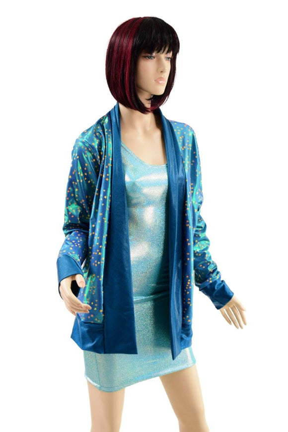 Stardust Not A Cardigan with Nile Blue Trim - Coquetry Clothing