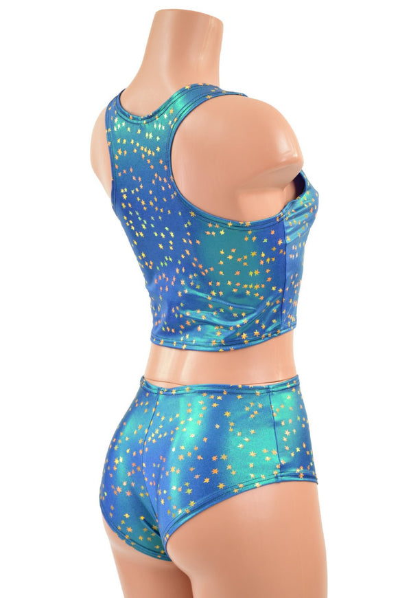 Stardust Racerback Crop Top & Midrise Siren Shorts Set - Coquetry Clothing
