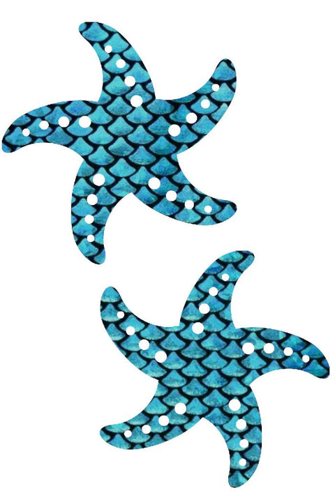 Aquamarine Fish Scale Starfish Pasties - Coquetry Clothing