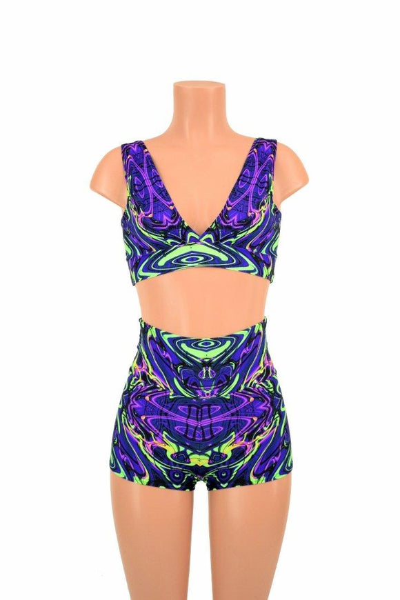 Starlette Bralette & High Waist Shorts Set - Coquetry Clothing