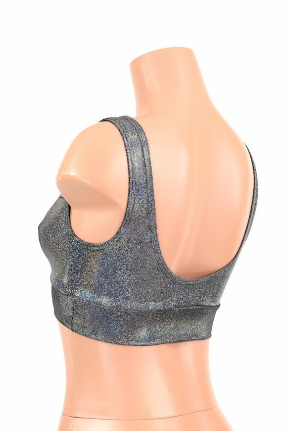Starlette Bralette in Silver Holographic - Coquetry Clothing