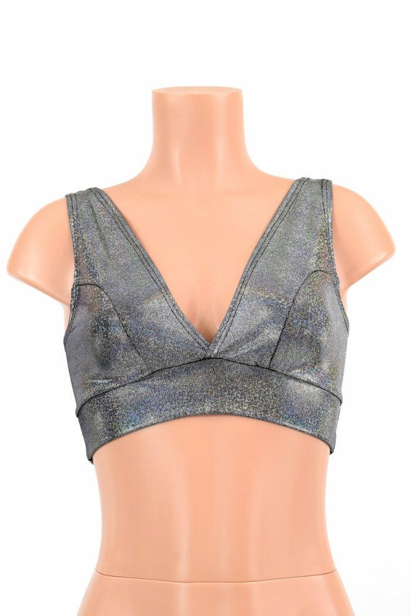 Starlette Bralette in Silver Holographic - Coquetry Clothing