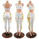 Starlette Bralette, Lace Up Ruffle Leg Siren Shorts, & Lace Up Leg Warmer Set - Coquetry Clothing