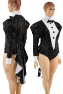 Faux Tux Romper with Tails, Tie, and Turtleneck - 1
