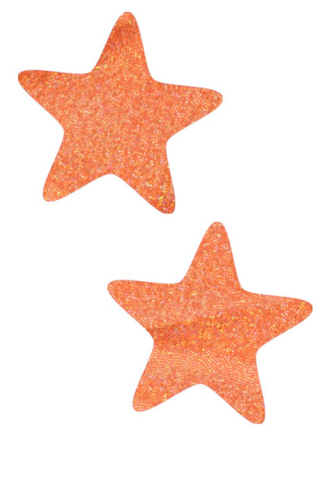 Orange UV GLOW Star Pasties - Coquetry Clothing