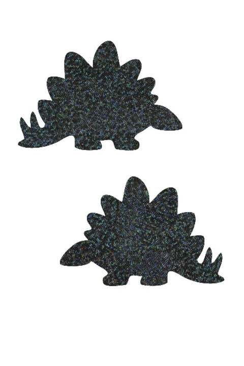 Black Holo Stegosaurus Pasties - Coquetry Clothing