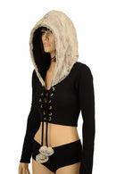 Sterling Minky Lace Up Crop with Pom Poms - Coquetry Clothing