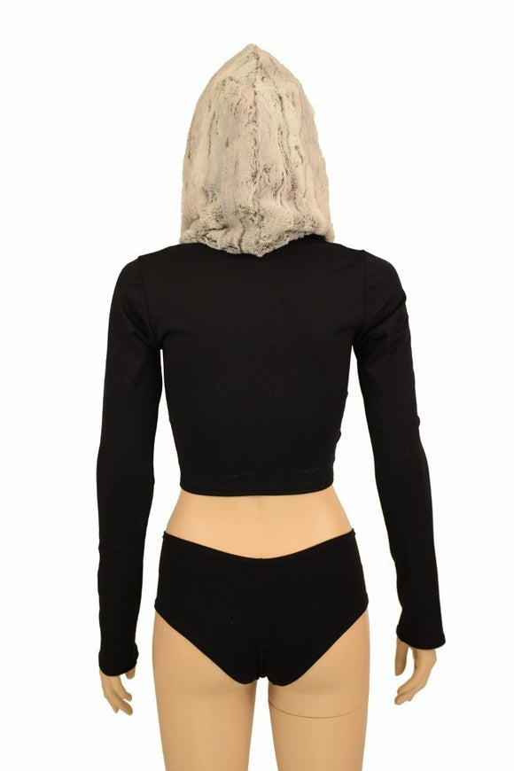Sterling Minky Lace Up Crop with Pom Poms - Coquetry Clothing