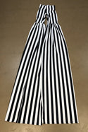 Legging Style Stilt Pants in Black and White Vertical Stripe - 4