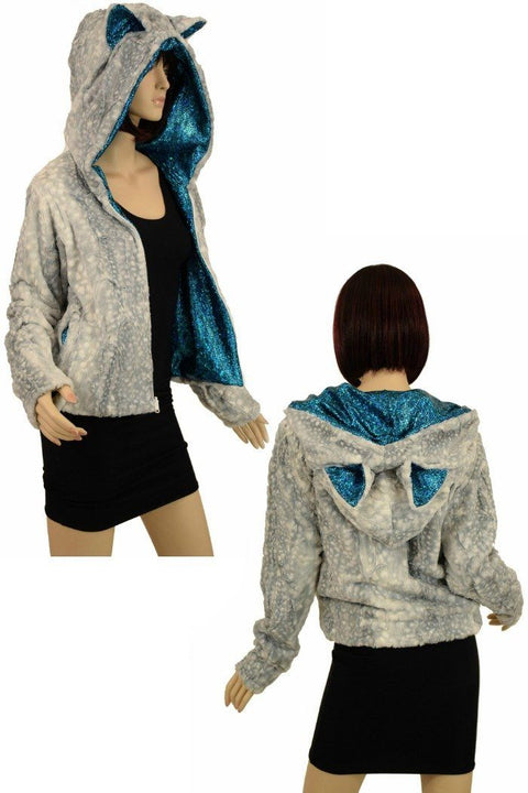 Silver Fawn Kitty Ear Faux Fur Short Jacket - Coquetry Clothing