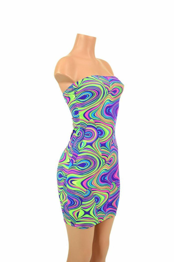 Strapless Glow Worm Print Dress - Coquetry Clothing