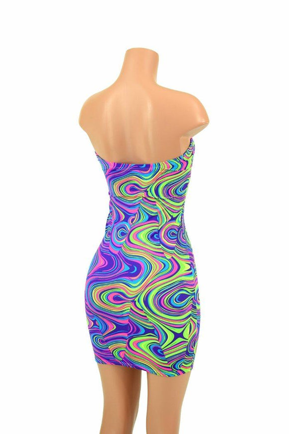 Strapless Glow Worm Print Dress - Coquetry Clothing