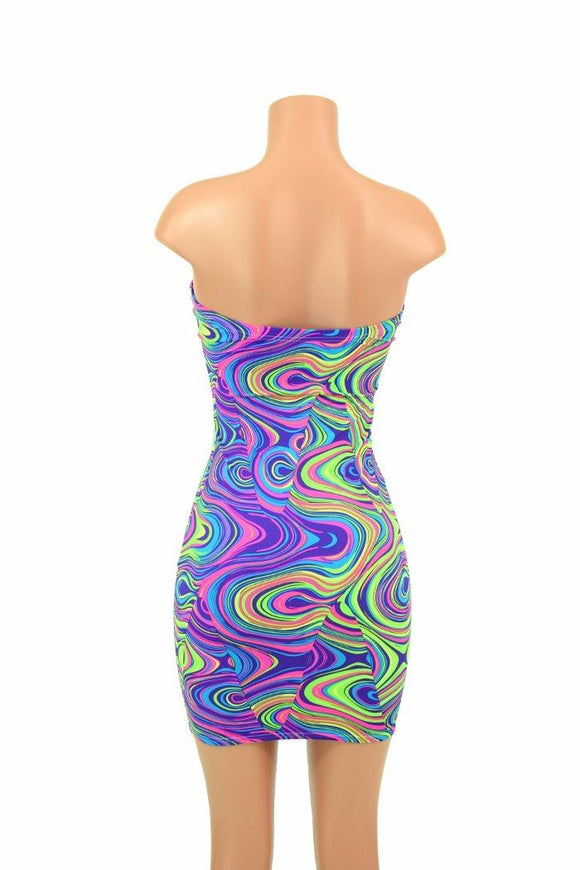 Strapless Glow Worm Print Dress - Coquetry Clothing