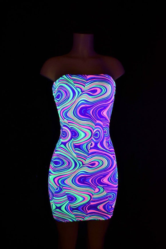 Strapless Glow Worm Print Dress - Coquetry Clothing