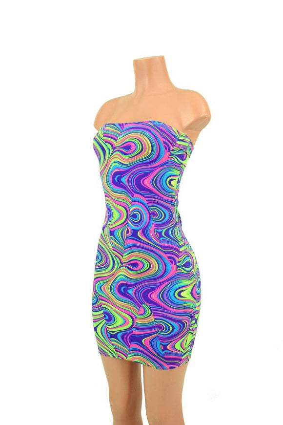 Strapless Glow Worm Print Dress - Coquetry Clothing