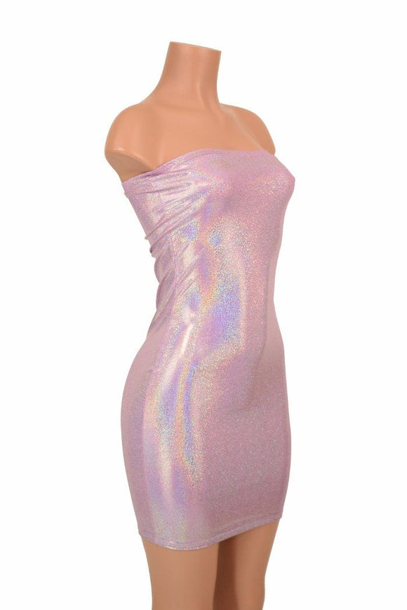 Strapless Lilac Holo Tube Dress - Coquetry Clothing