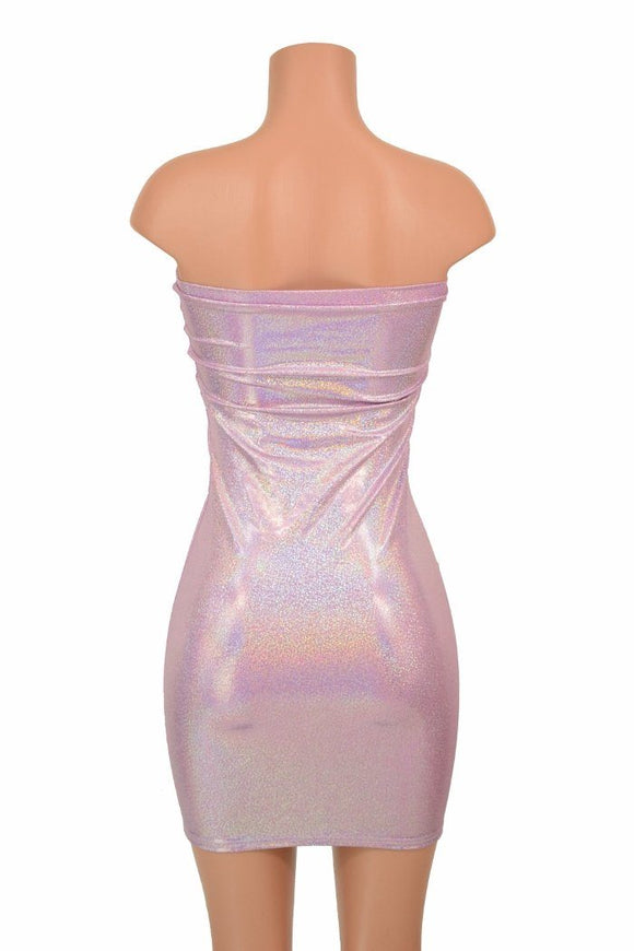 Strapless Lilac Holo Tube Dress - Coquetry Clothing