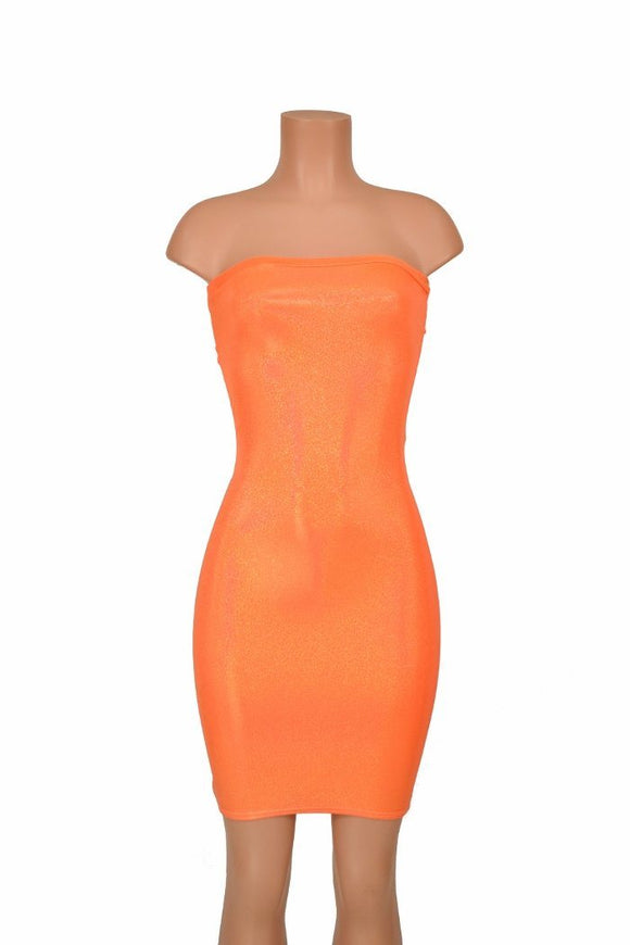 Strapless Orange Tube Dress - Coquetry Clothing