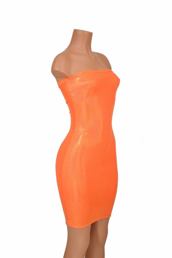 Strapless Orange Tube Dress - Coquetry Clothing